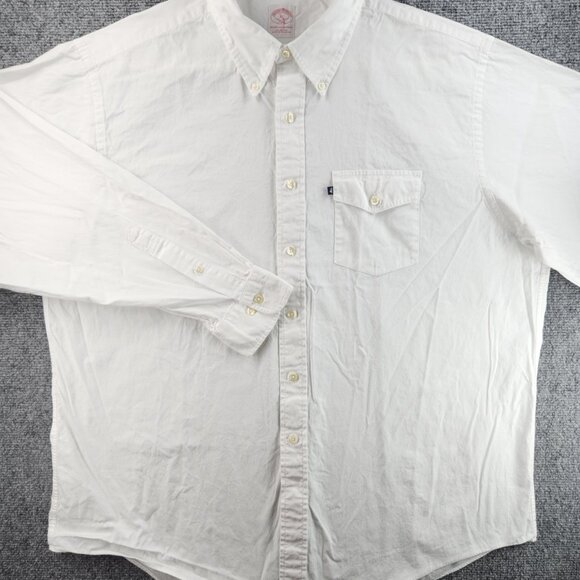 Brooks Brothers Button-Down Cotton XL White Mens Shirt Pocket Business Solid - Picture 2 of 16